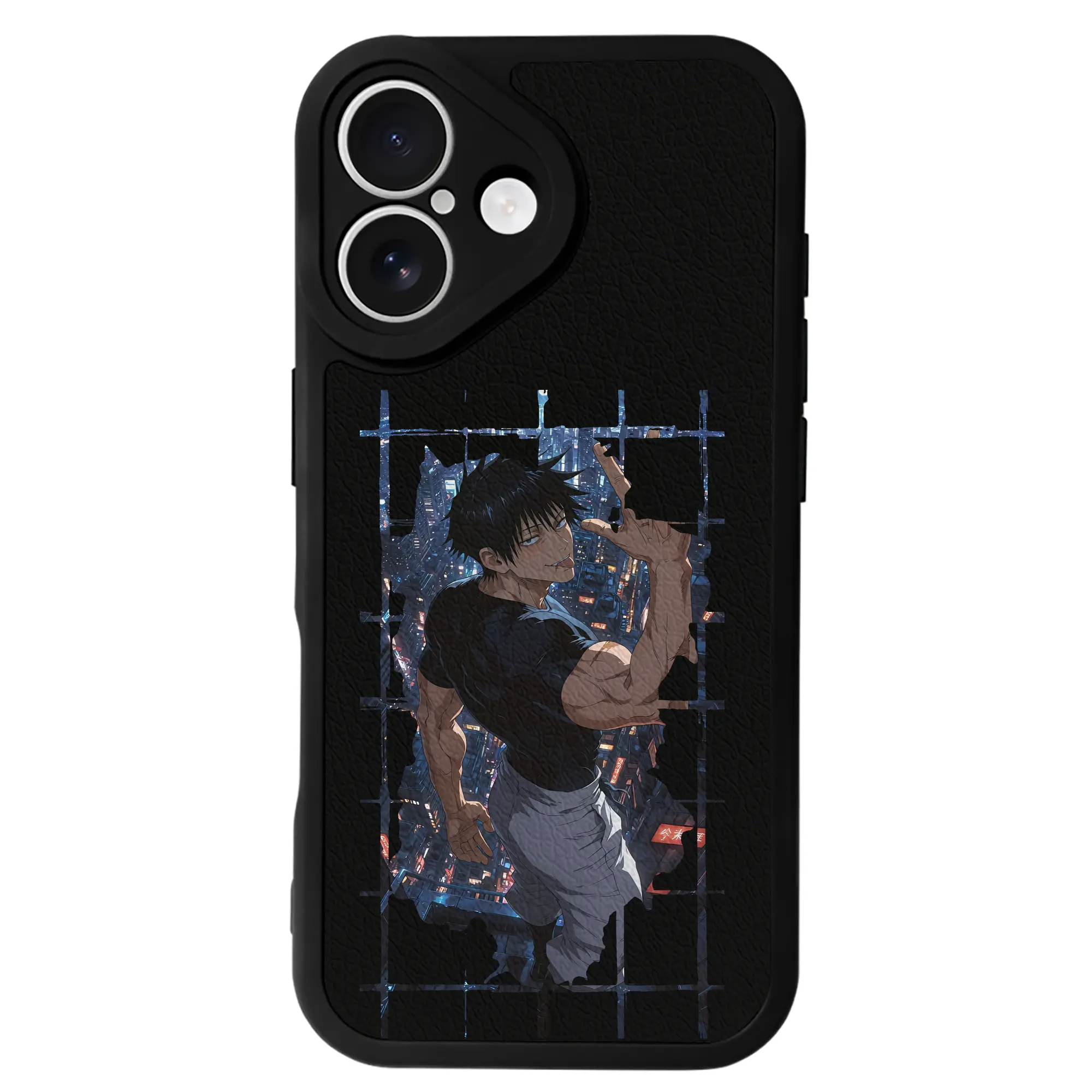 呪術廻戦 グッズ,伏黒 甚爾 - IPhone 16シリーズ対応 ・ シリコンスマホケース ・ レザー調 ・ 高精度フィット ・ 耐衝撃 ・ ワイヤレス充電対応 ・ 精密カット